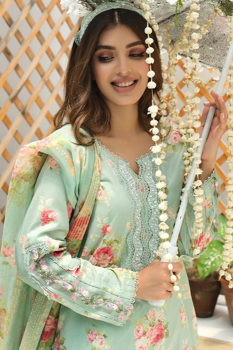 AQUA FLORAL WITH SHALWAR AND DUPATTA