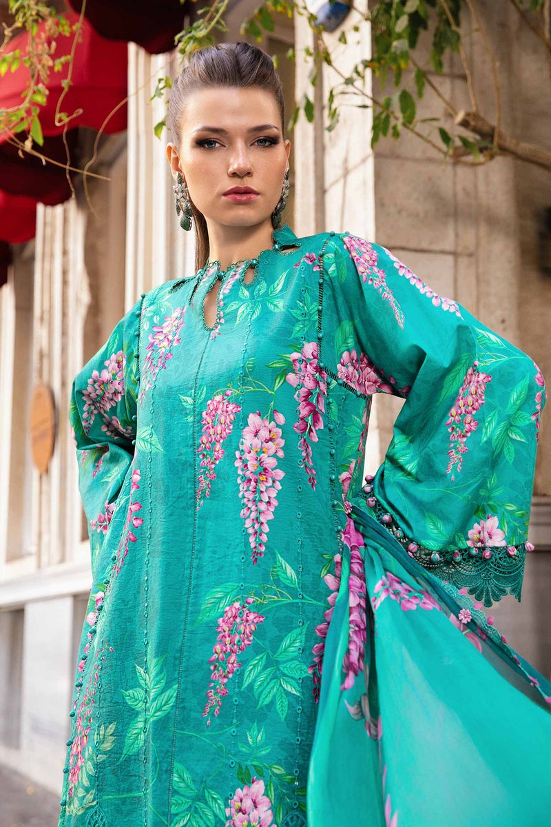 3 Piece Unstitched Printed Cambric Suit | MPT-2301-A Maria B