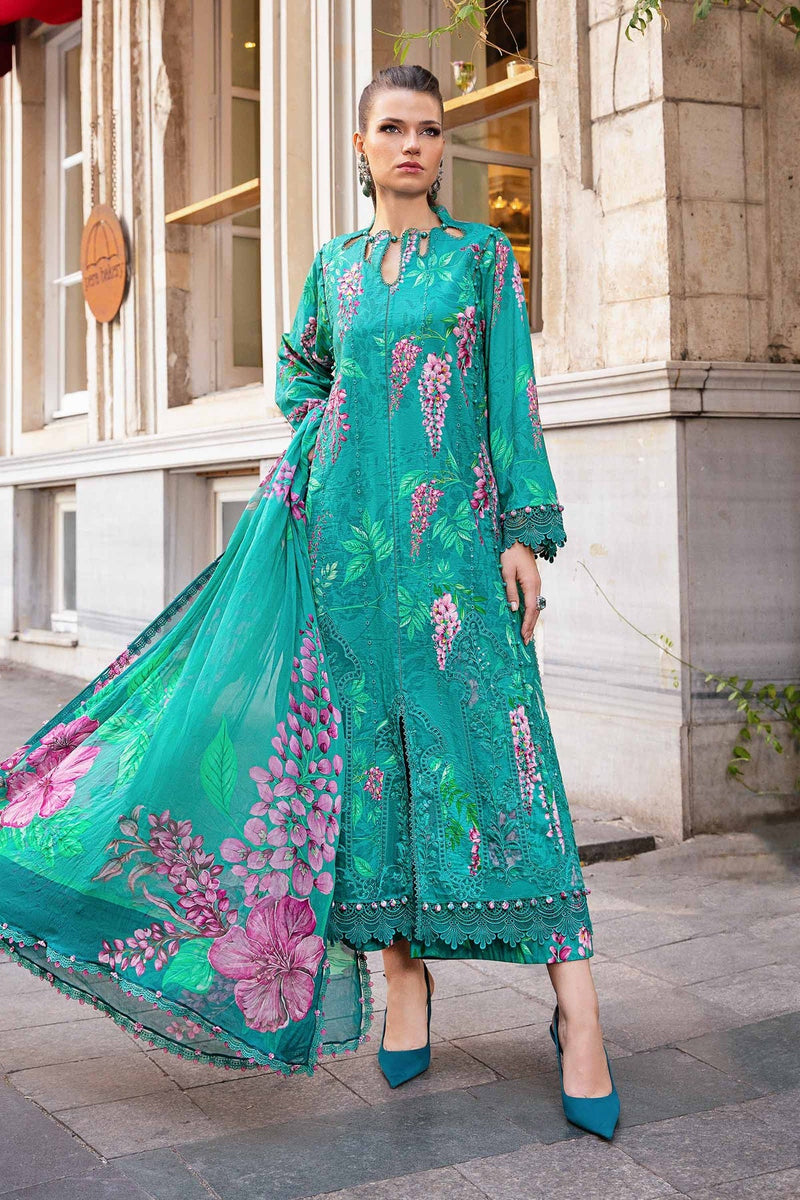 3 Piece Unstitched Printed Cambric Suit | MPT-2301-A Maria B