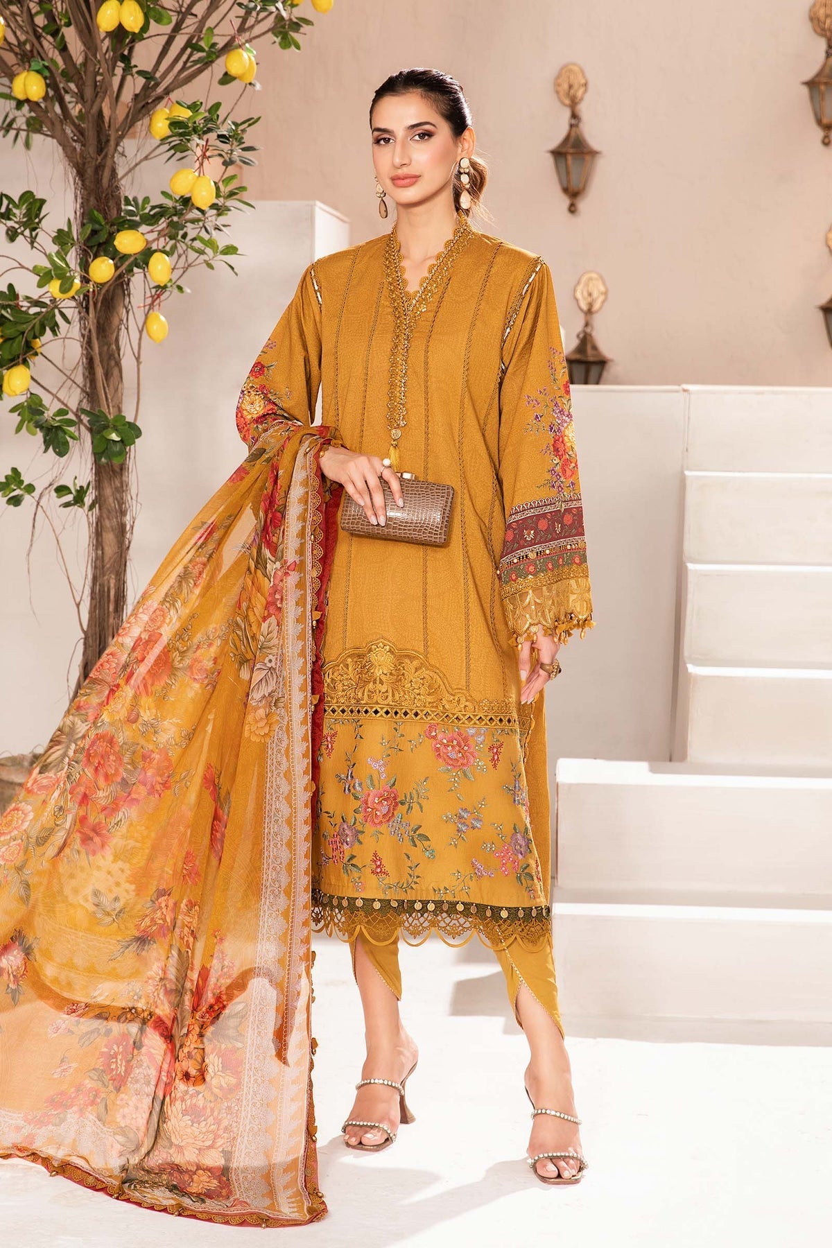 3 Piece Unstitched Printed Suit | MPT-2202-A Maria B