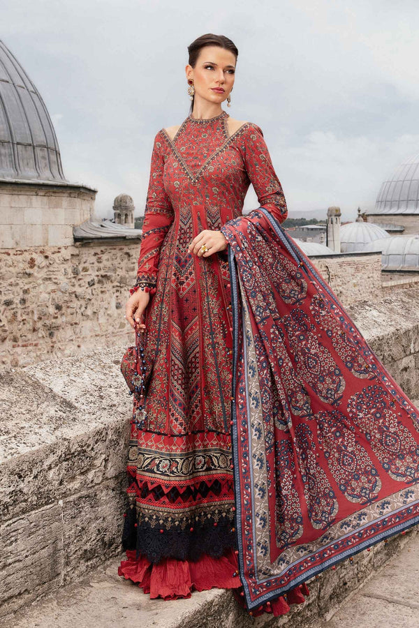 3 Piece Unstitched Printed Cambric Suit | MPT-2302-B Maria B