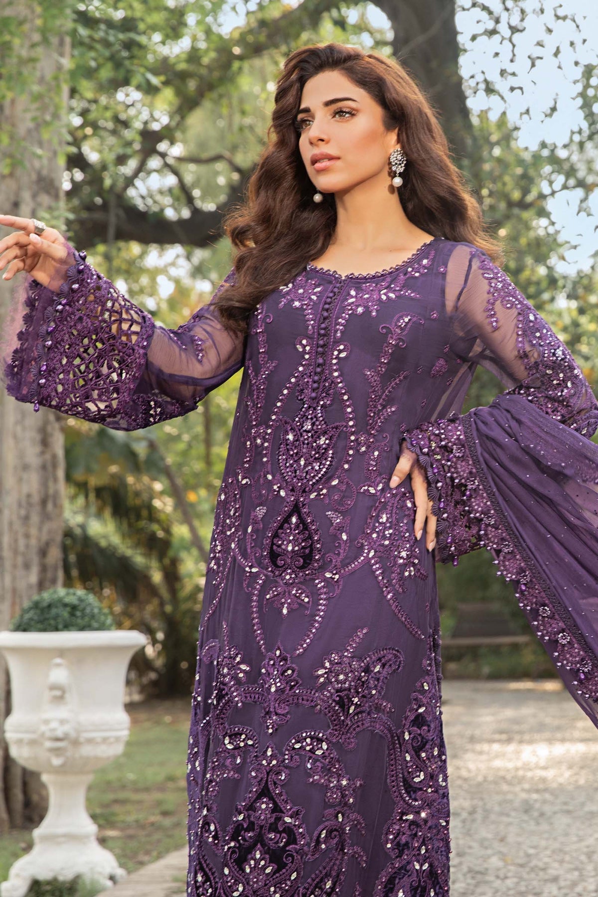 Unstitched Embroidered Chiffon Suit | MPC-24-102 Maria B