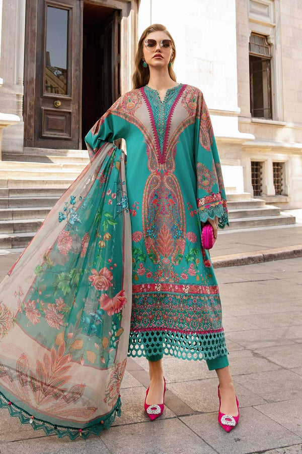 3 Piece Unstitched Printed Cambric Suit | MPT-2304-A Maria B