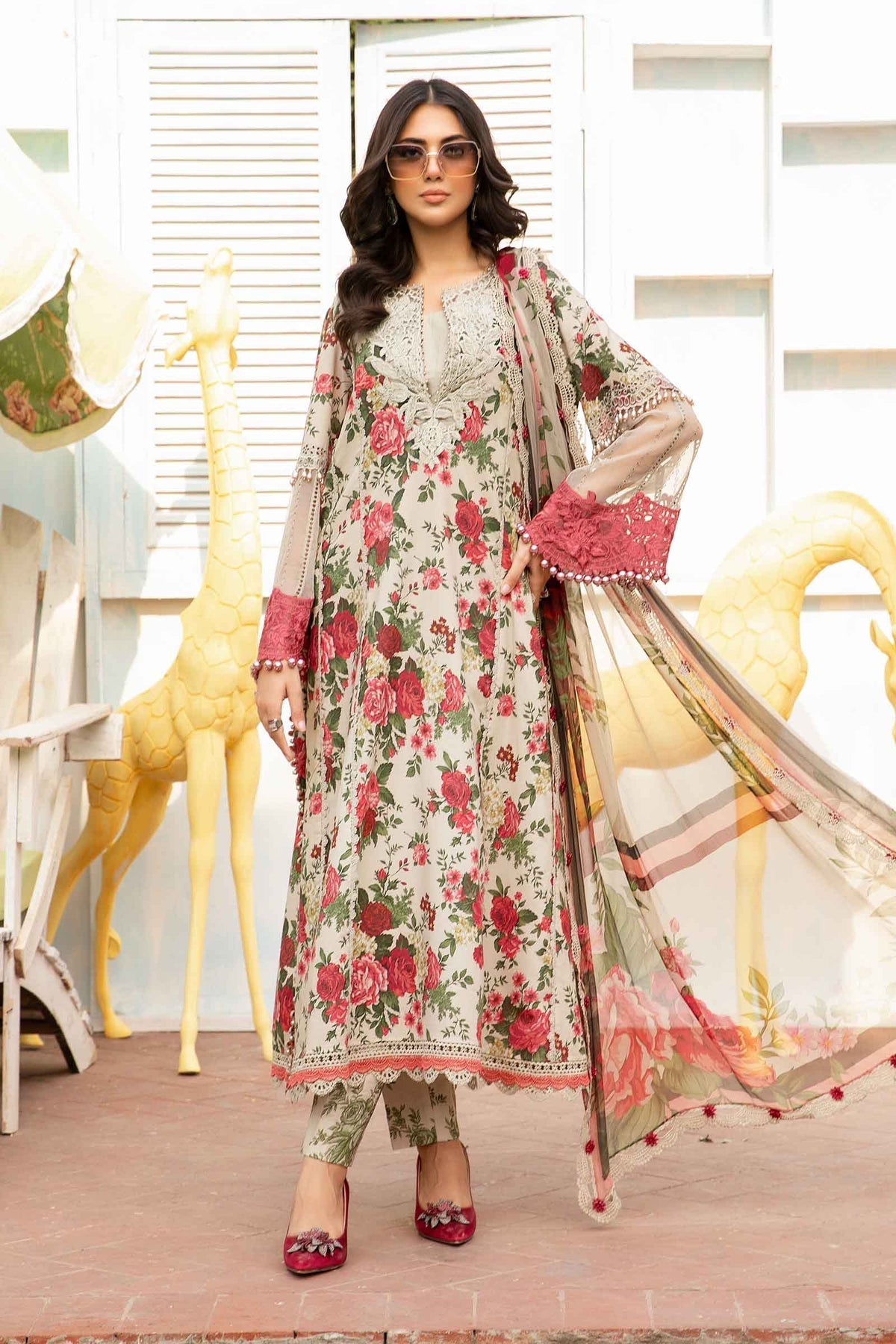 3 Piece Unstitched Printed Suit | MPT-2204-B Maria B