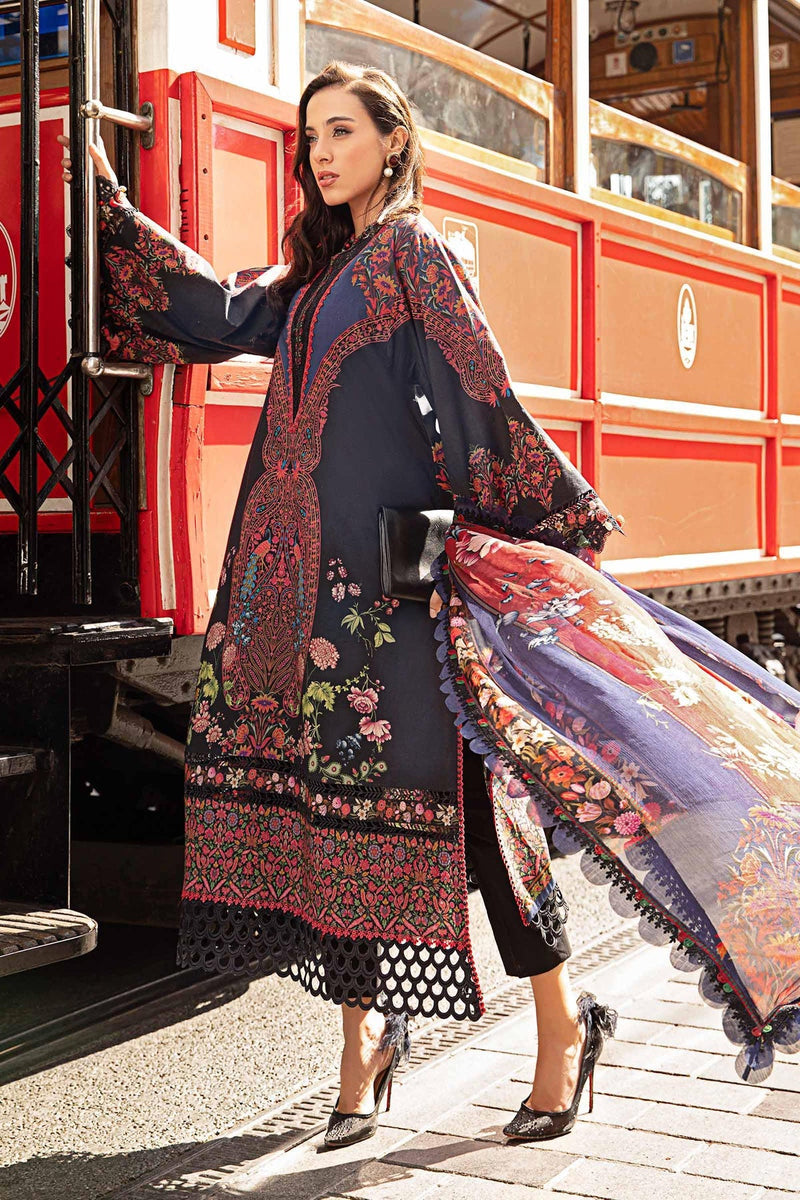 3 Piece Unstitched Printed Cambric Suit | MPT-2304-B Maria B