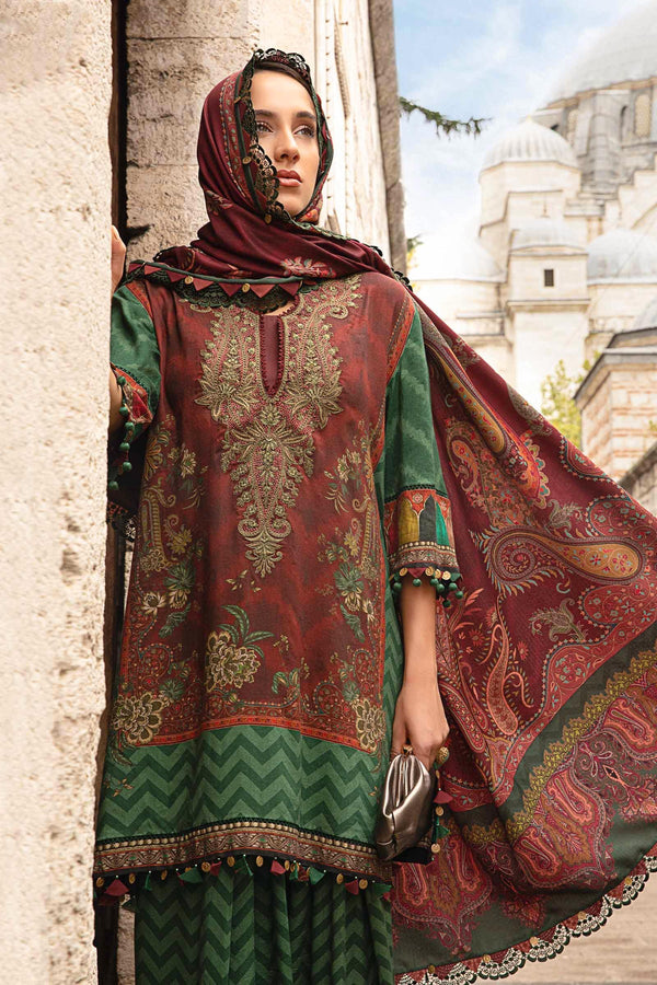 3 Piece Unstitched Printed Linen Suit | MPT-2305-B Maria B