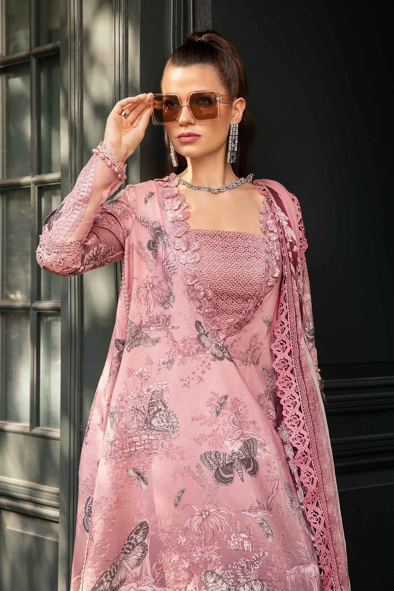 3 Piece Unstitched Printed Cambric Suit | MPT-2308-A Maria B