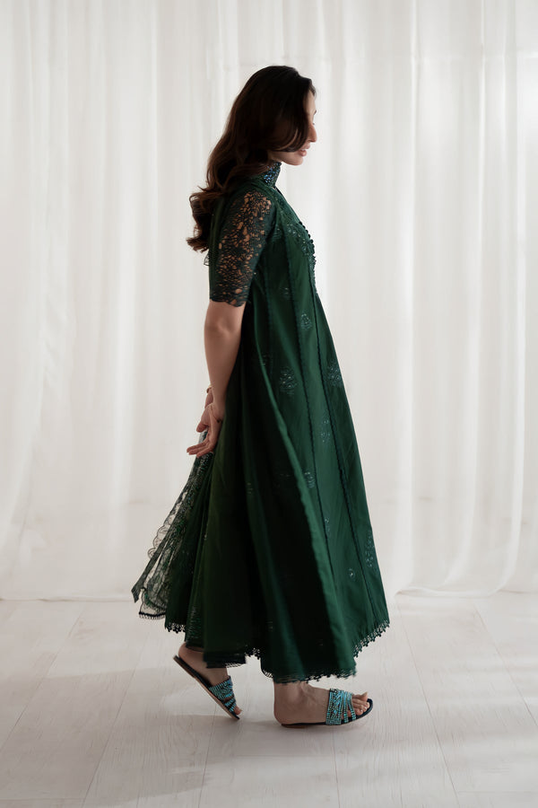 EMERALD GREEN KALIDAAR SET / EID 2024 PRET NPA3-24409 Zaib