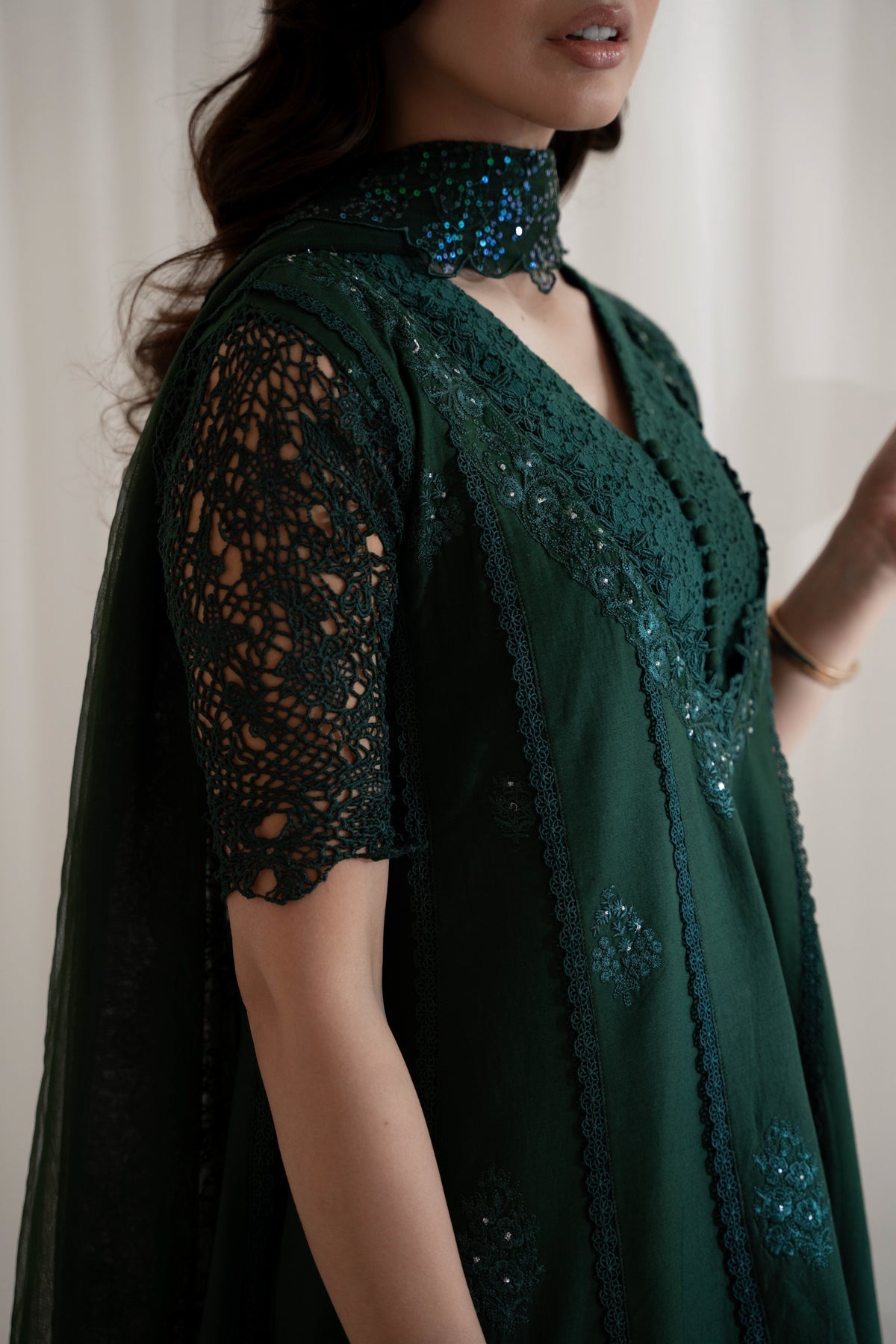 EMERALD GREEN KALIDAAR SET / EID 2024 PRET NPA3-24409 Zaib