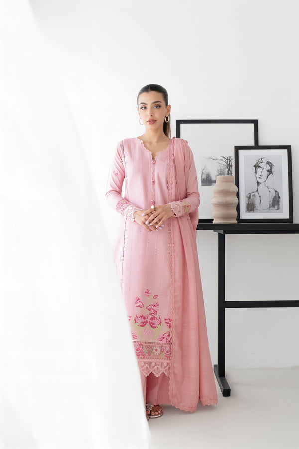 BLUSH PINK EMBROIDERED LAWN SET EID UL AZHA ‘24 NEL-24618 Zaib