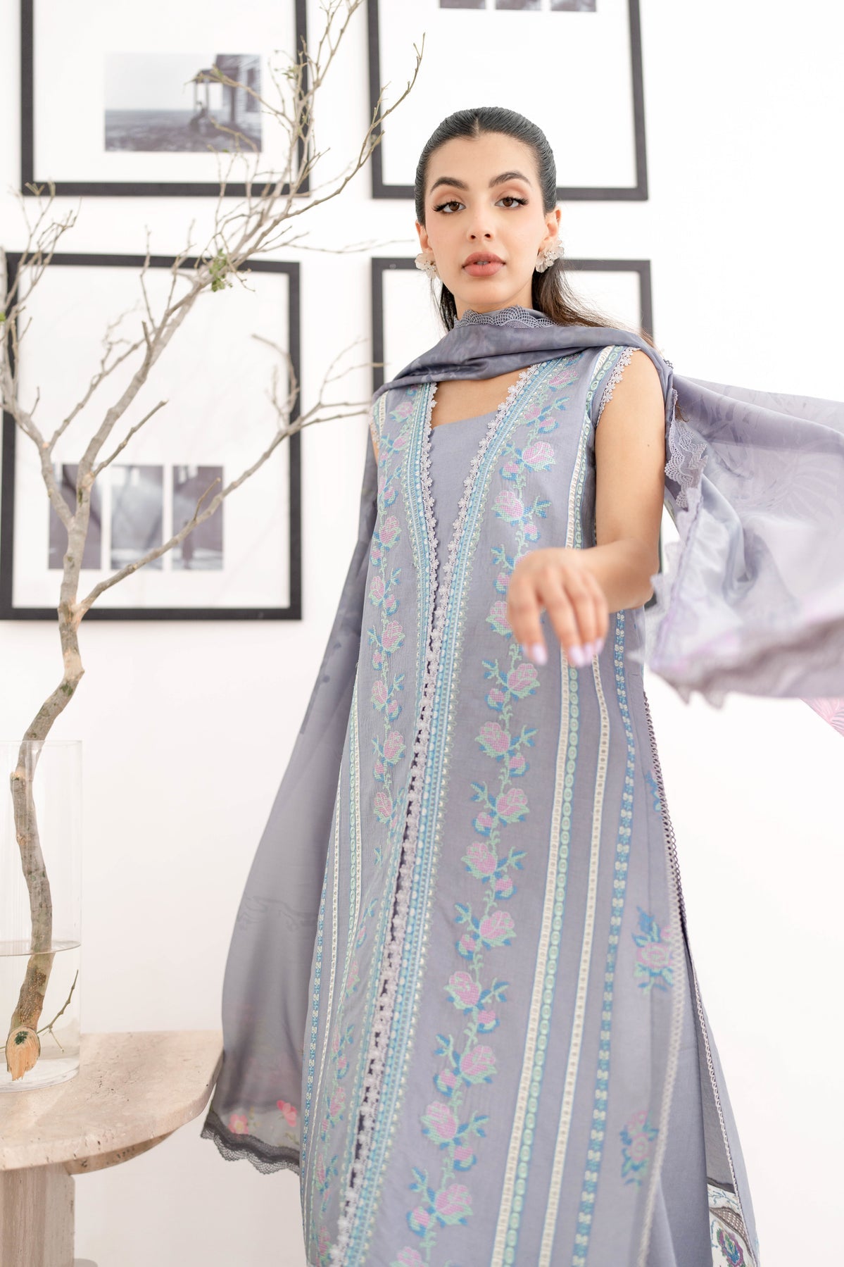 MUTED VIOLET EMBROIDERED LAWN SET EID UL AZHA ‘24 NEL-24615 Zaib