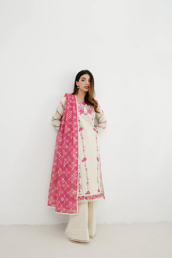 IVORY ROSES EMBROIDERED LAWN SET EID UL AZHA ‘24 NEL-24622 Zaib