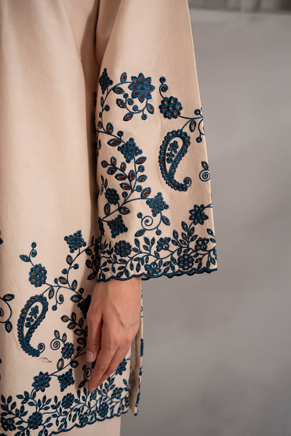 BEIGE & BLUE MINI EMBROIDERED SET (NPA2-24301) Zaib