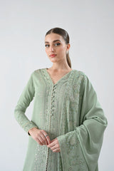 GLACIAL PASTEL GREEN LUXURY EMBROIDERED KARANDI SET