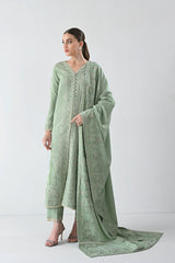 GLACIAL PASTEL GREEN LUXURY EMBROIDERED KARANDI SET