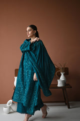 TEAL LUXURY EMBROIDERED KARANDI SET