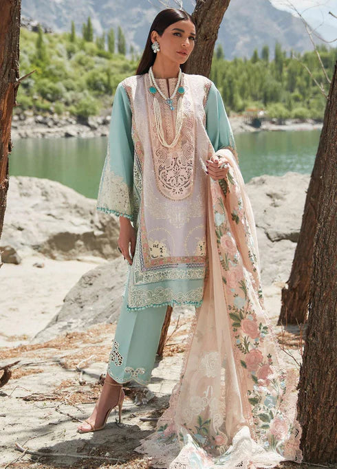 Crimson Embroidered Lawn Suits Unstitched 3 Piece CR23L 6B Sorbet Pink - Summer Collection